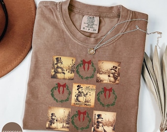 Comfort Colors® Retro Christmas winter Shirt| Vintage Christmas Shirt| Christmas Vibes T-shirt| Vintage Snowman Shirt| Christmas Season Tee