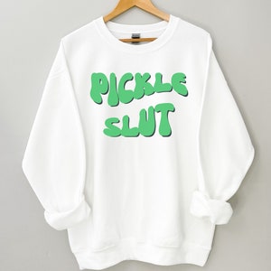 Crewneck Sweatshirt| Pickle Top| Pickle Lover Sweatshirt| Funny Gardening Shirt| Fun Sweatshirt| Veggie Shirt| Unisex T-shirt| Pickle Print image 3