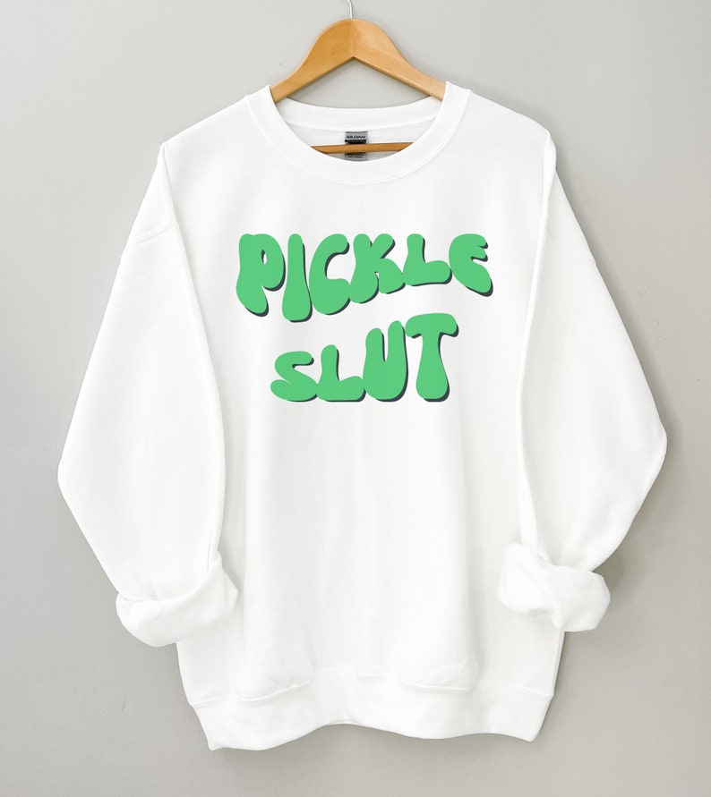 Crewneck Sweatshirt| Pickle Top| Pickle Lover Sweatshirt| Funny Gardening Shirt| Fun Sweatshirt| Veggie Shirt| Unisex T-shirt| Pickle Print image 3