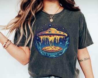 UFO| Vintage Retro Graphic Alien Tshirt| Supernatural Comfort Colors® Shirt| Alien Lover Gift| Alien Abduction| Paranormal Tee| Pizza Shirt