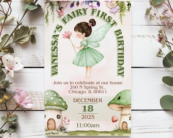 Invitación al primer cumpleaños de una hada