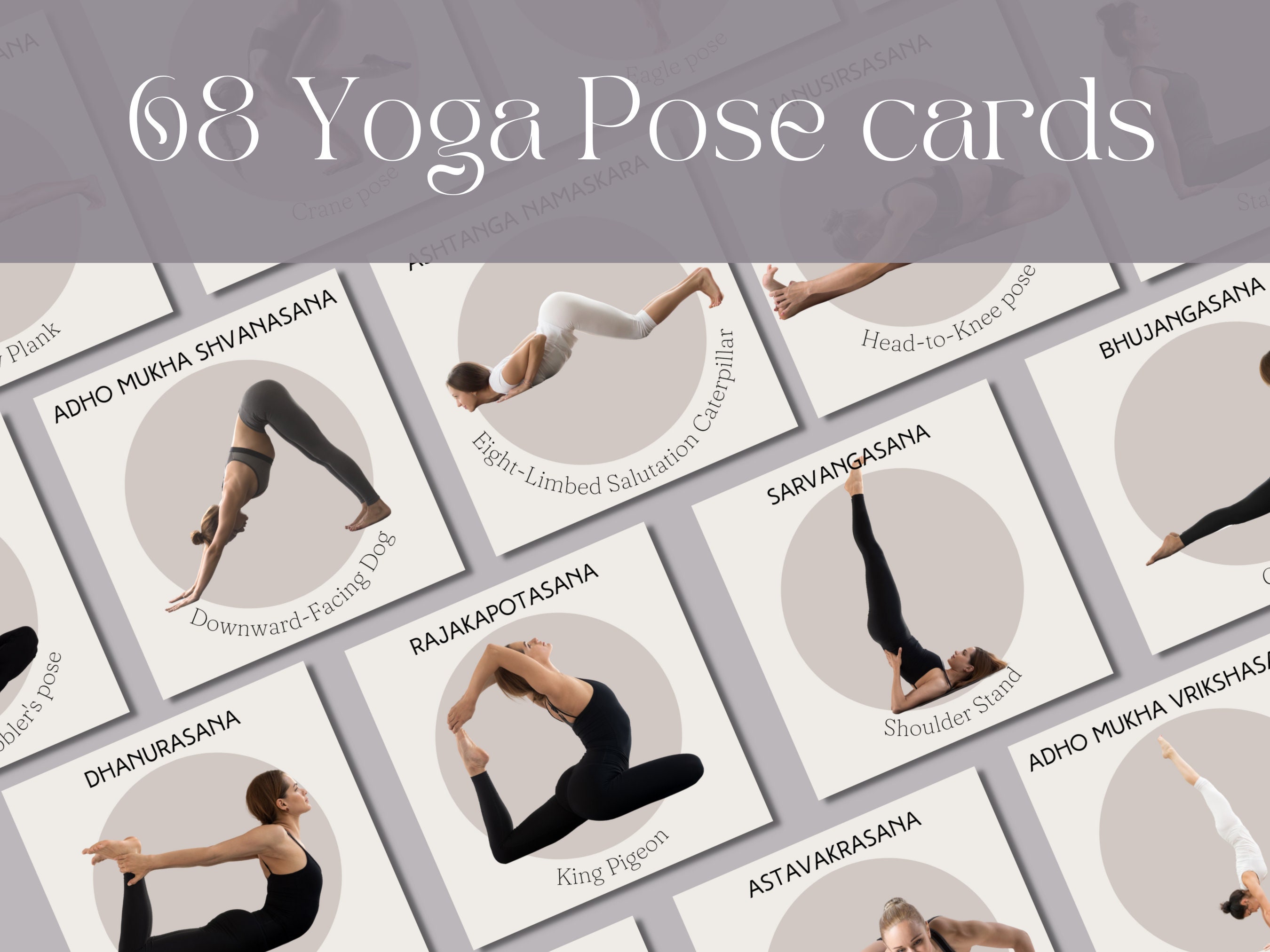 Yoga Pose Cards 68 Cards With English and Sanskrit Names Etsy