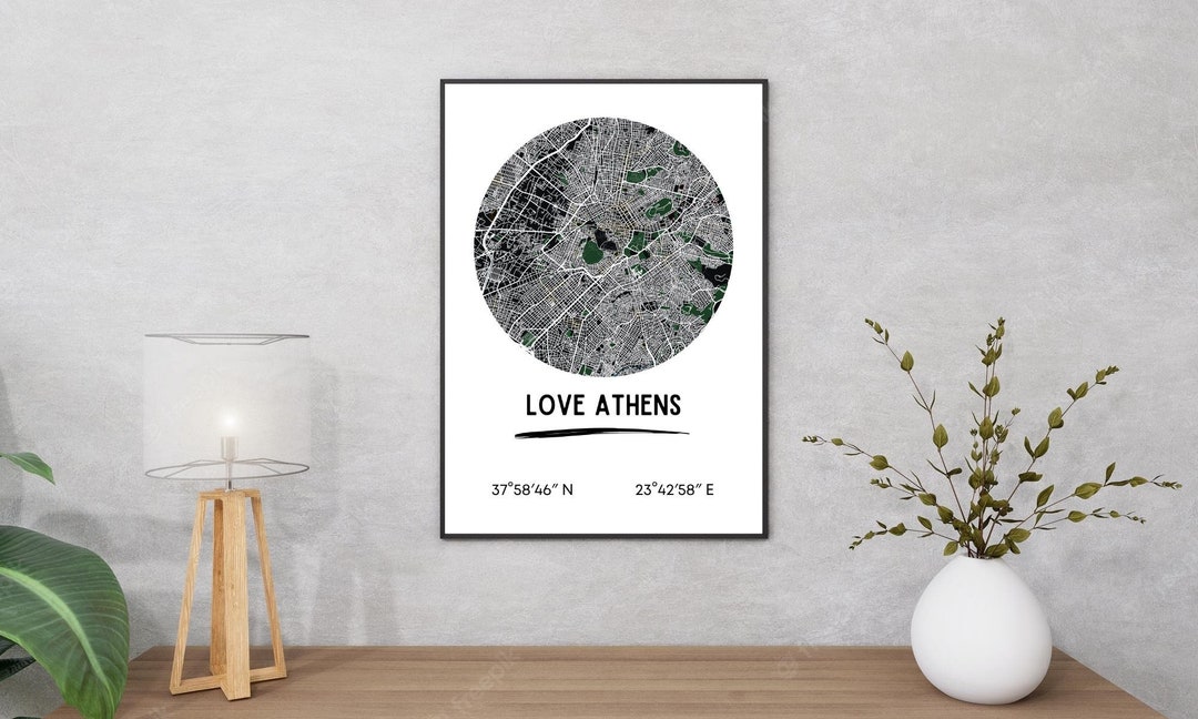 Athens City Map,city Map Printable,wall Art,digital Download,city Map