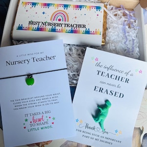 Caja de regalo para maestros de guardería - Regalos de fin de período - Maestro de agradecimiento - Regalos para quienes abandonan la escuela - Pluma para maestros - Recuerdos para maestros - Maestro
