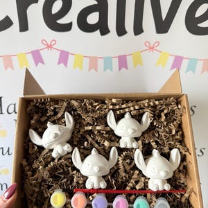Paint Your Own Stitch Inspired Figures Craft Kit for Kids | Letterbox Art Gift | Plaster Painting Set | Creative Activity | Screen Free Fun image 3