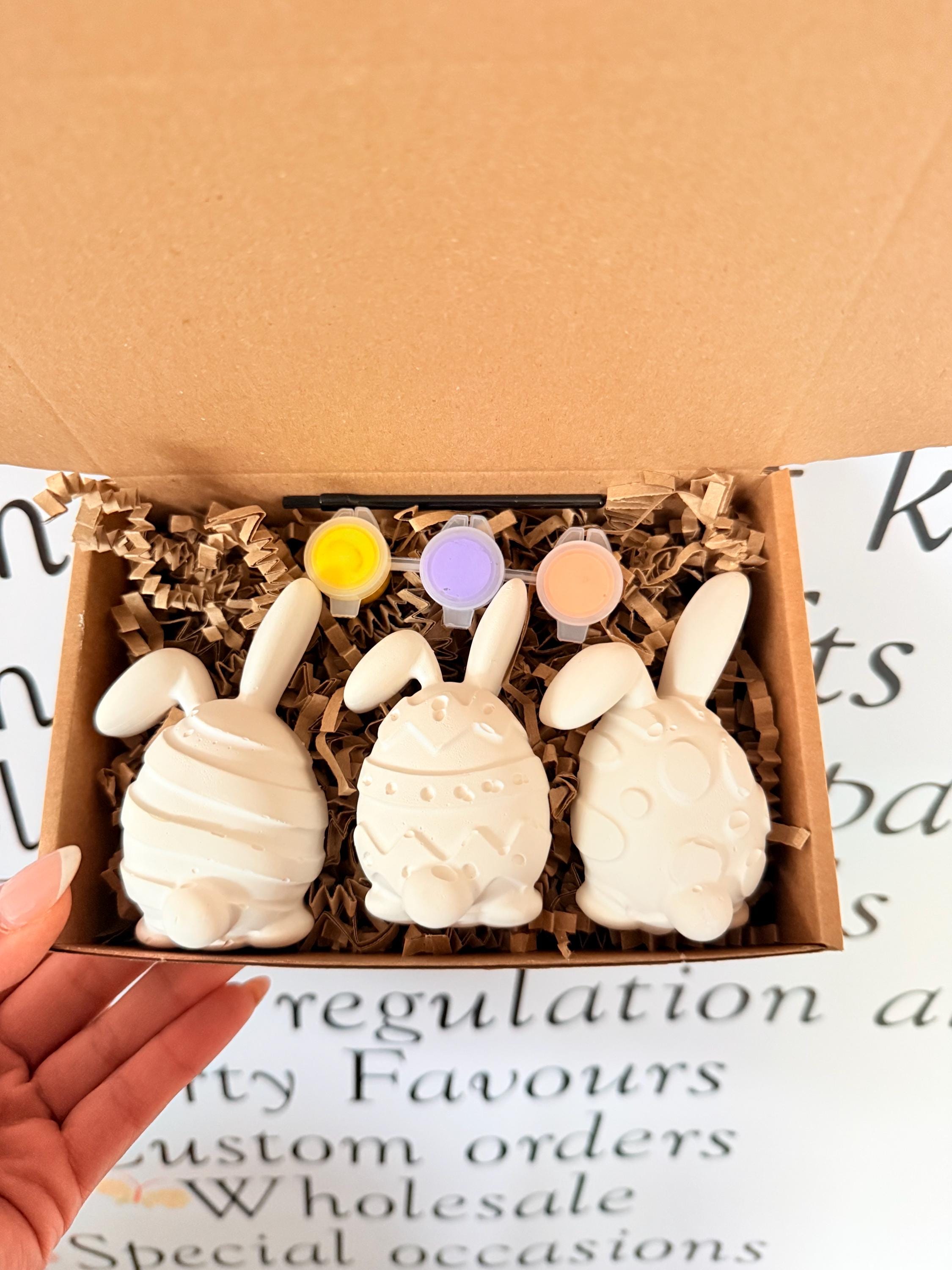 Easter Bunny Egg Paint Kit | Handmade Plaster Figures, Kids Craft - Etsy