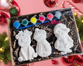 Paint your own 3pc Christmas decorations - Christmas Eve - Christmas craft ideas - children’s Christmas gift - children’s Christmas stocking
