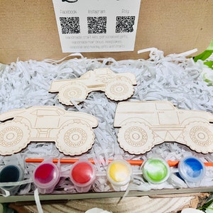 Paint your own monster truck box  - Activity set - Room decoration - Childrens Gifts - Gift - Paintable - Painting - crafts - Craft Kit