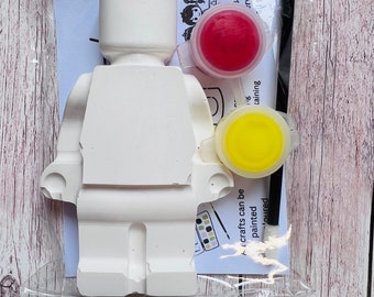 Paint your own plaster of Paris Large Block Man inspired - Activity set - Childrens Gifts - Gift - Painting - Party favour - character gift