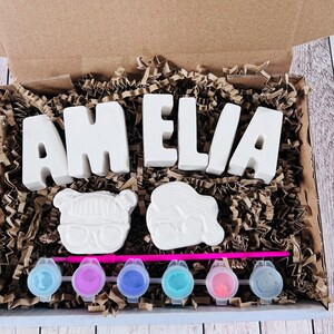 Paint your own name craft box with dolls figures - Activity set - Children&#39;s Gifts - Gifts - Painting - Paintable - Personalised - letterbox