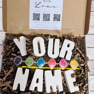 Caja de manualidades para pintar con tu propio nombre - Juego de actividades - Regalo para pintar - Regalos para niños - Regalos - Pintura - Pintable - Personalizado - Buzón