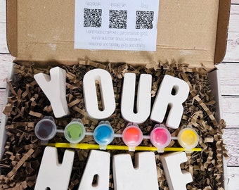 Paint your own name craft box  - Activity set - Paintable gift - Children's Gifts - Gifts - Painting - Paintable - Personalised - Letterbox