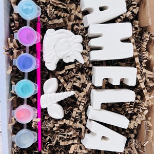 Paint your own name craft box with Unicorn - Activity set - Children's Gifts - Gifts - Painting - Paintable - Personalised - letterbox image 2