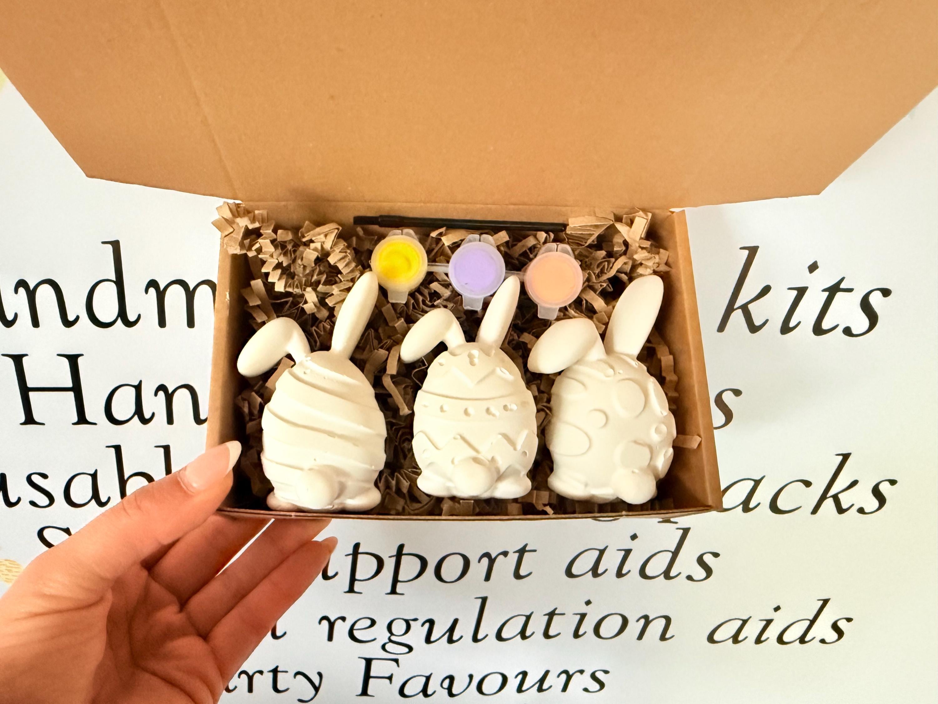 Easter Bunny Egg Paint Kit | Handmade Plaster Figures, Kids Craft - Etsy