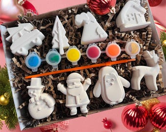 Paint your own 8pc Christmas decorations - Christmas Eve box - Christmas craft kit - Christmas activities- Christmas stocking ideas