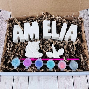 Dipingi la tua scatola di lavoretti con il nome con Unicorno - Set di attività - Regali per bambini - Regali - Pittura - Dipingibile - Personalizzato - Cassetta delle lettere