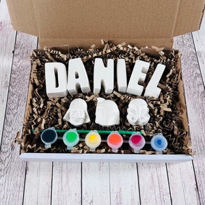 Pinta tu propia caja artesanal con nombre con Starwars - Conjunto de actividades - Regalos para niños - Regalos - Pintura - Pintable - Personalizado - buzón