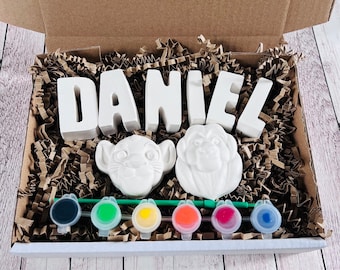 Paint your own name craft box with Lion King - Activity set - Children's Gifts - Gifts - Painting - Paintable - Personalised - letterbox