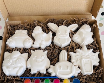 Pokee characters inspired plaster of paris craft box  - Activity set - Room decoration - Childrens Gifts - Gifts - Paintable - Painting