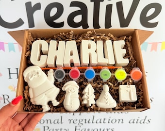 Paint your own name Christmas craft box - Activity set - Children's Gifts - Gifts - Painting - Paintable - Personalised - letterbox