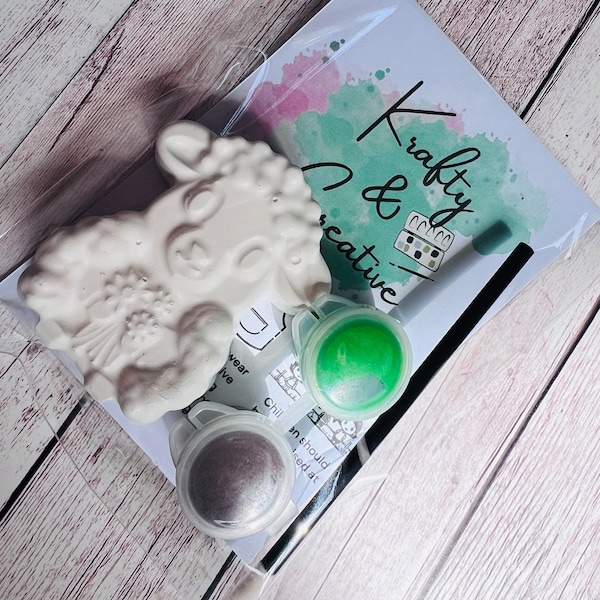 Paint your own plaster of Paris sheep - lamb - flowers - spring - Activity set - Childrens Gifts - Gift - Painting - Party favour - decor