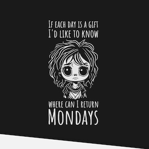 Funny Monday Blues SVG. Design gráfico de menina. Fundo escuro - Camiseta e vestimenta. Compatível com Cricut. HTV. Download digital.