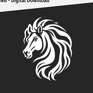 Minimalistisk hästhuvud SVG. För mörka bakgrunder. Digital nedladdning. Cricut-optimerad.