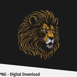 Majestic Lion Head SVG. Detailed Design in 3 Colors. For Black Background. T-Shirt & Garment. Digital Download. Perfect for Cricut Machines.
