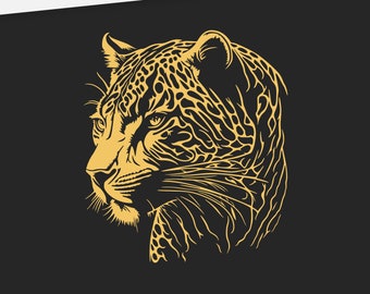 Majestic Realistic Leopard Head Illustration. For Dark Backgrounds. Digital Download. HTV & Cricut Optimized.