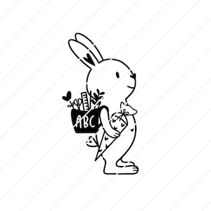 Happy rabbit school child - plotter file in JPG, SVG and DXF