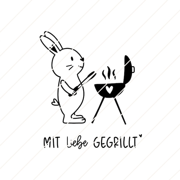 Lapin heureux au grill - fichier traceur au format PNG, SVG et DXF