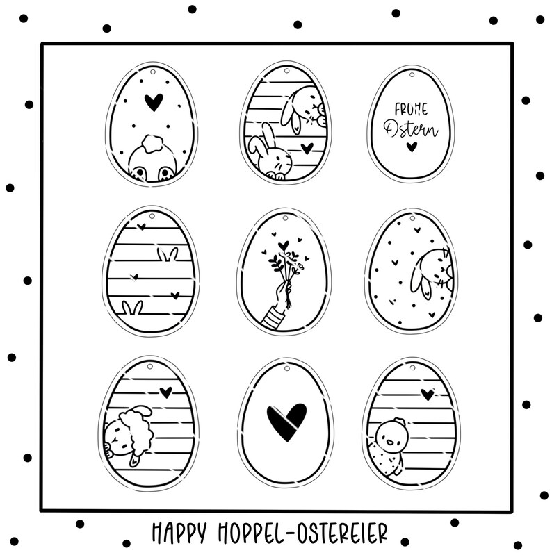 Happy Hoppel-Ostereier Plotter und Laserdatei Anhänger als PNG und SVG Bild 1
