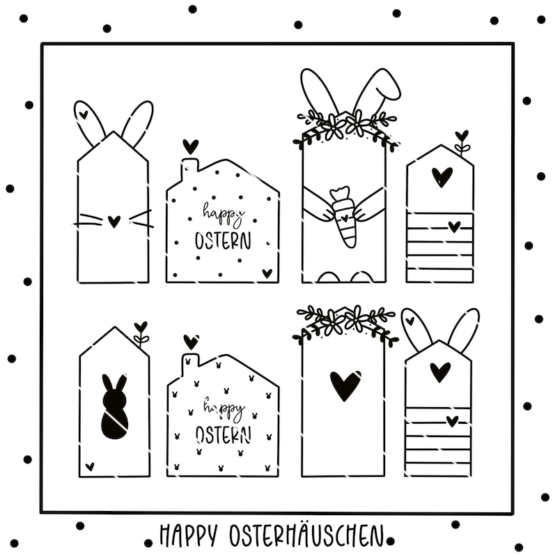 Happy Easter house: trazador y archivo láser para papel, láminas, acrílico y mucho más. como PNG y SVG imagen 1