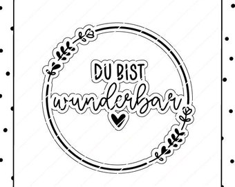 Happy Du bist wunderbar Kranz - Plotter- und Laserdatei als PNG und SVG