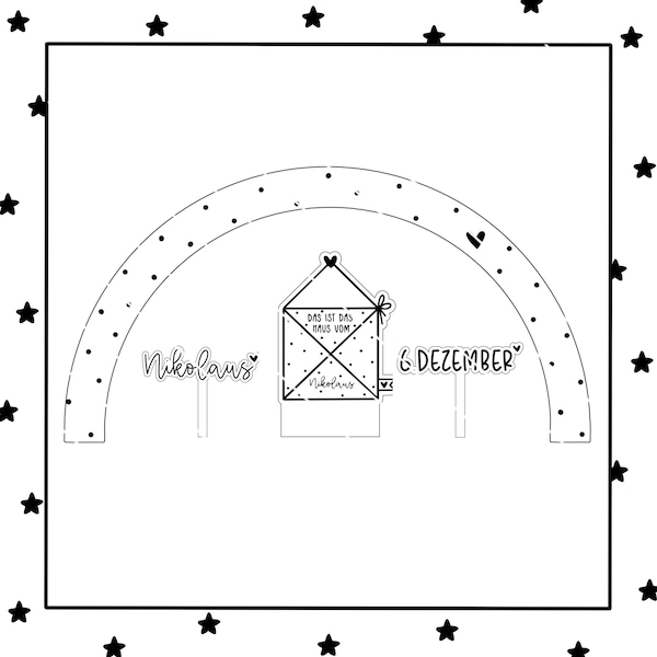 Happy Herzbogen voll Liebe - Laserdatei für Klötzchen mit weihnachtlichen Motiven (Advent, Nikolaus, Weihachten) als SVG