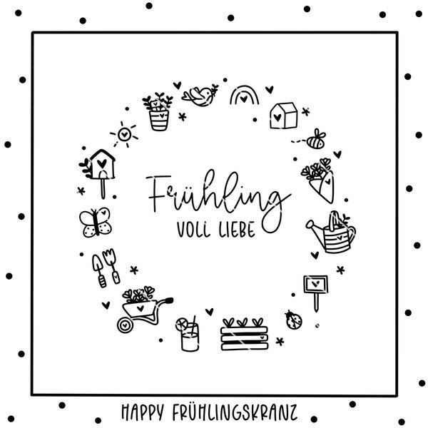 Happy Frühlingskranz - Plotter - und Laserdatei als PNG, SVG und DXF