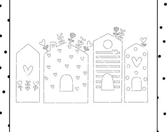 Archivo láser feliz para casas de corazón para bloques como SVG