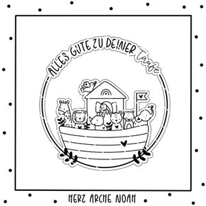 Happy Heart Noah's Ark - laser and plotter file for baptism/communion/confirmation/confirmation as SVG and PNG