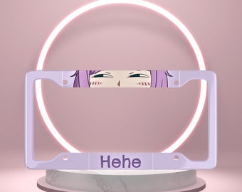 Marco de matrícula de anime rosa, accesorios de coche rosas, matrícula kawaii, marco de matrícula para mujer, matrícula rosa, matrícula de anime