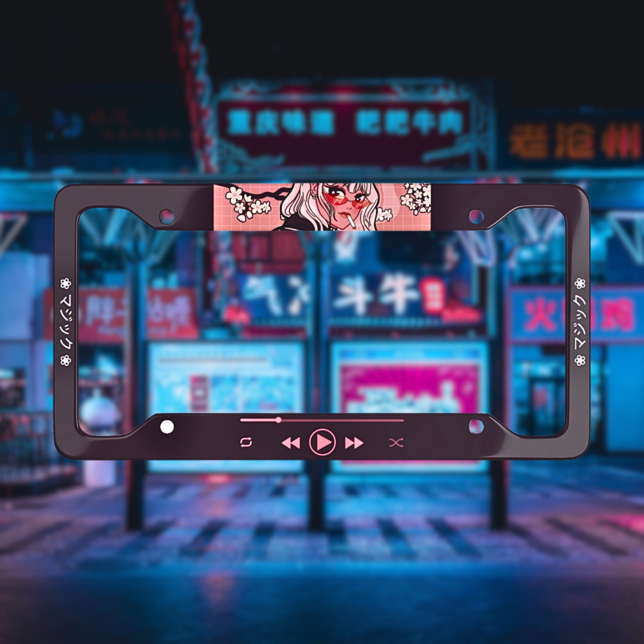 Preppy Anime Girl License Plate Frame, Anime Car Accessories, Anime