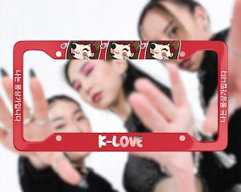 Kpop Car Accessories, Bts Car Accessories, Kpop License Frame, Bts License Plate Frame, Red Car Accessories, Kpop Gift For Car