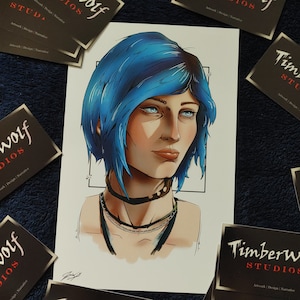 Small Life is Strange: Chloe Price Poster ~ 5.5&quot; x 8.5&quot; Hand-Drawn Illustrated Video Game Print | Life is Strange Chloe Price Fan Art