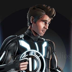 TRON: Legacy - Sam Flynn-poster ~ Originele handgetekende geïllustreerde print | Tron-kunstwerk