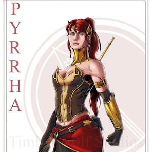 Pyrrha Nikos Portrait ~ Large Original Hand-Drawn Illustrated Pyrrha Print | RWBY Artwork | RWBY Fan Art | RWBY Pyrrha Nikos Art Print