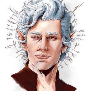 Astarion Portrait ~ Original Hand-Drawn Illustrated Astarion Print | Baldur&#39;s Gate III Video Game Artwork | BG3 Fan Art | Astarion Art Print