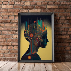Female TechHead  | Wall Art | AI Generated Art | Interior Decoration | Home Decor | Digital Download | Printable
