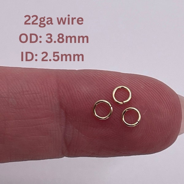 Set of 50 x Jump Rings 3.8mm 22ga 14k Gold Filled - Open Click & Lock for Permanent Jewelry