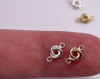 Set of 2 x 5mm- 14k Gold-Filled or Sterling Silver Love Knot Connectors, Wholesale Connectors, Permanent Jewelry Supply