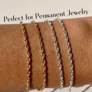 May include: Three different rope chains in gold, silver, and white gold. Perfect for permanent jewelry.