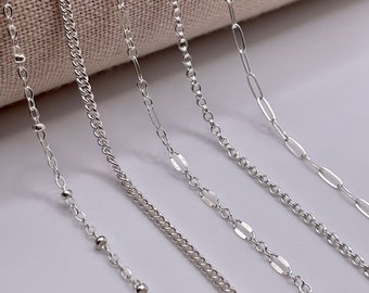 Permanent Jewelry Sterling Silver Chain Starter Pack, 15ft total chain, .925 SS Chain by the foot, For Permanent Jewelry
